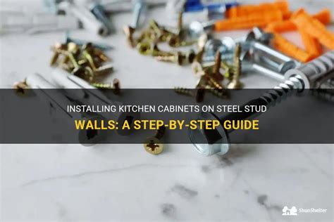 steel rod supports drilled into cabinets|installing cabinets on steel stud walls.